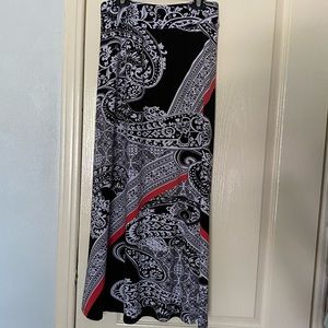 Black, white and coral maxi skirt. Size small